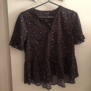 Star Print Peplum Blouse
